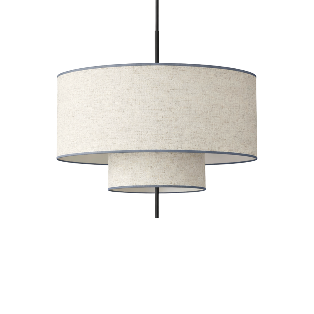 Taklampa Tambour i textil med cylindrisk lampskärm i ljus nyans