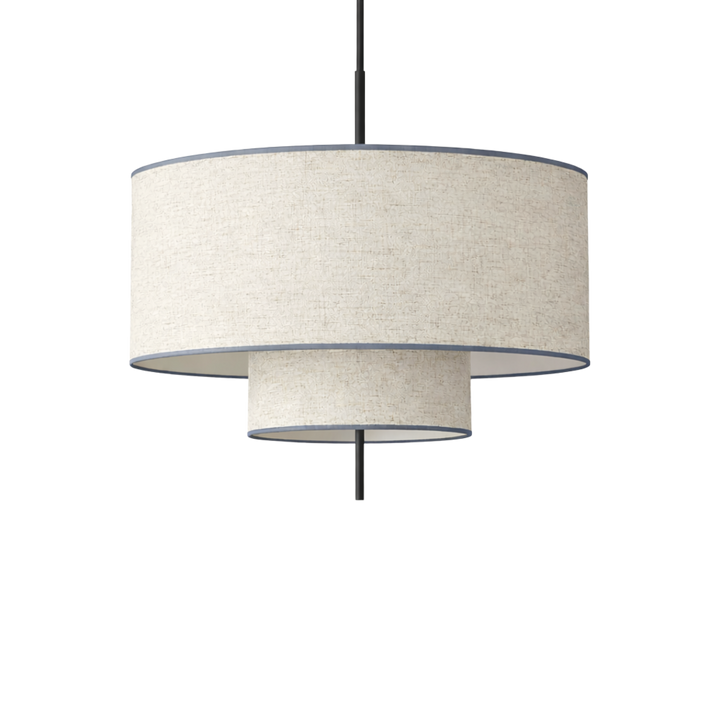 Taklampa Tambour i textil med cylindrisk lampskärm i ljus nyans