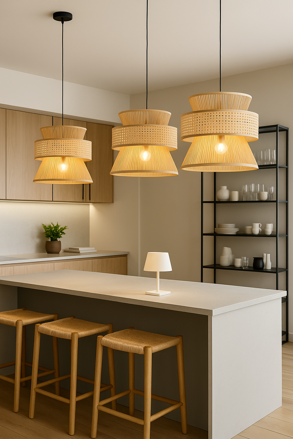 Taklampa Solwood - Pendellampa Natur - Bambu