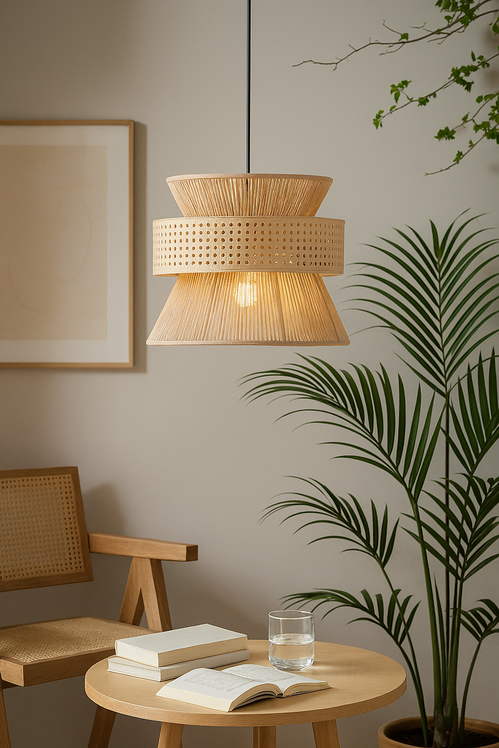 Taklampa Solwood - Pendellampa Natur - Bambu